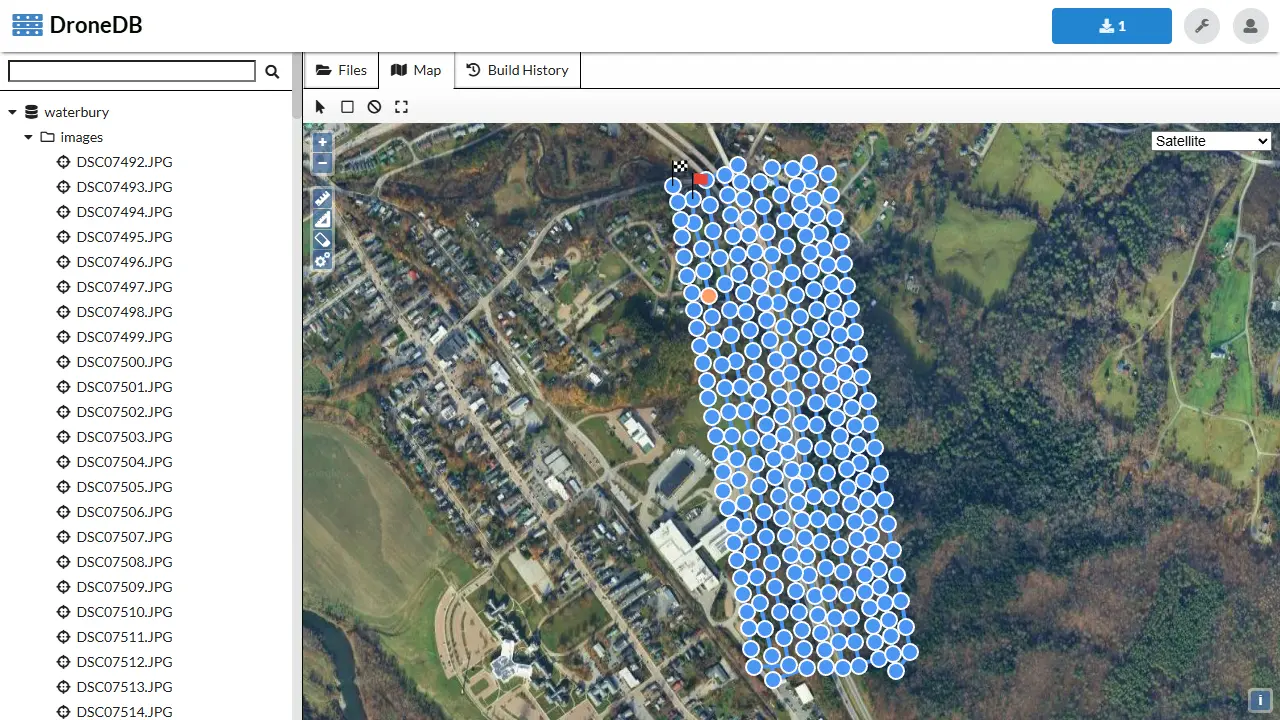 Images on Map with Flight Path