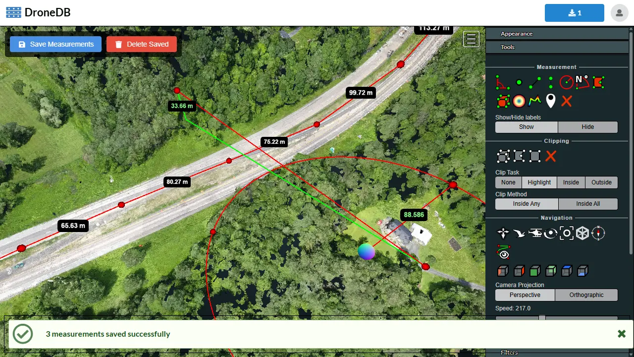 Point Cloud Measurements Saved