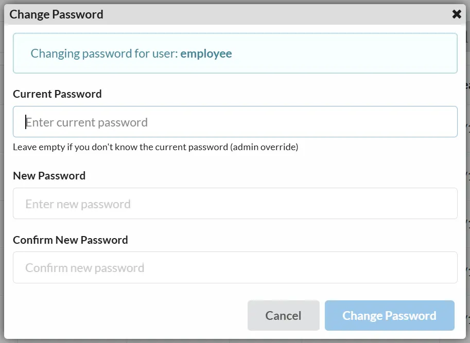 Password Change Interface
